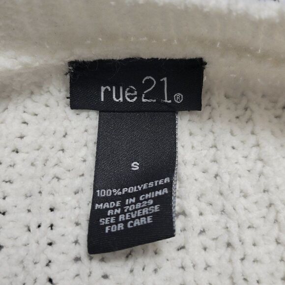 Rue21 Small Cream Knit Casual Shabby Chic Classic Loose Fit Scoop Neck Sweater - Picture 6 of 7